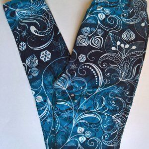 Black Turquoise Floral Butter Leggings size 2-12